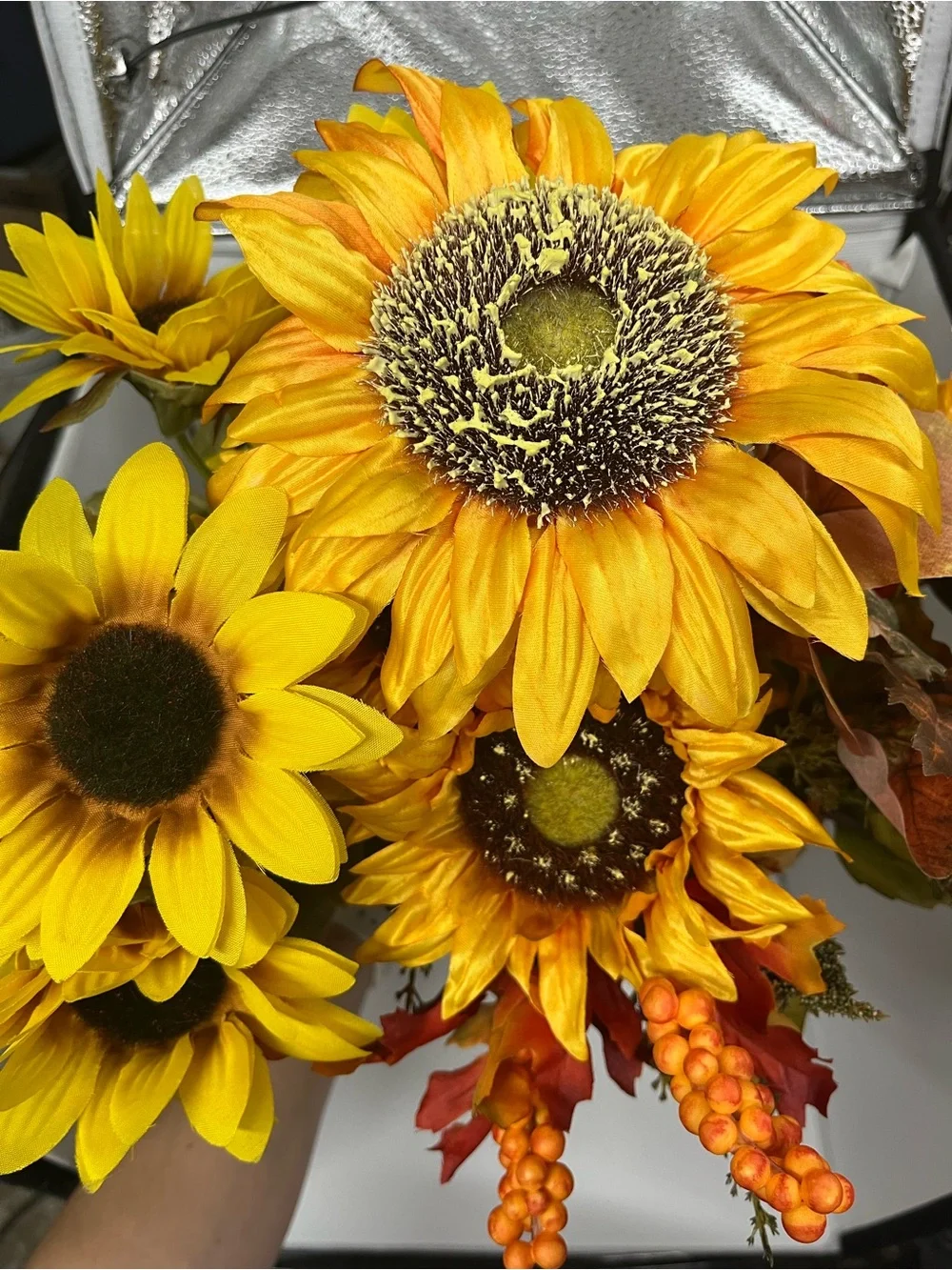 Artificial Sunflower and Autumn Floral Bouquet - Yellow and Orange